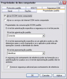 Configurar DCOM - Propriedades padrão